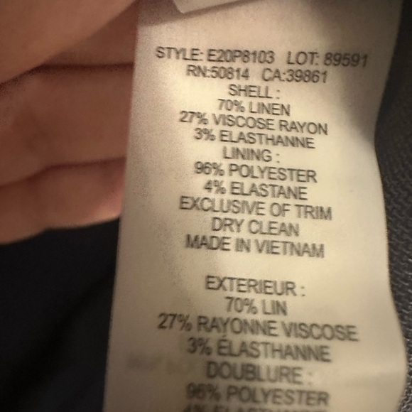 Elie Tahari Blue Chambray Linen Blend Blazer with Color Accents Details Size 0 - Picture 9 of 9